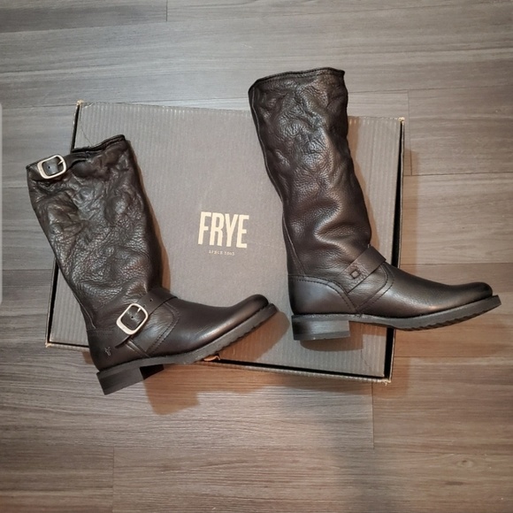 Frye Veronica Slouch Black Motorcycle Boots - Picture 2 of 4